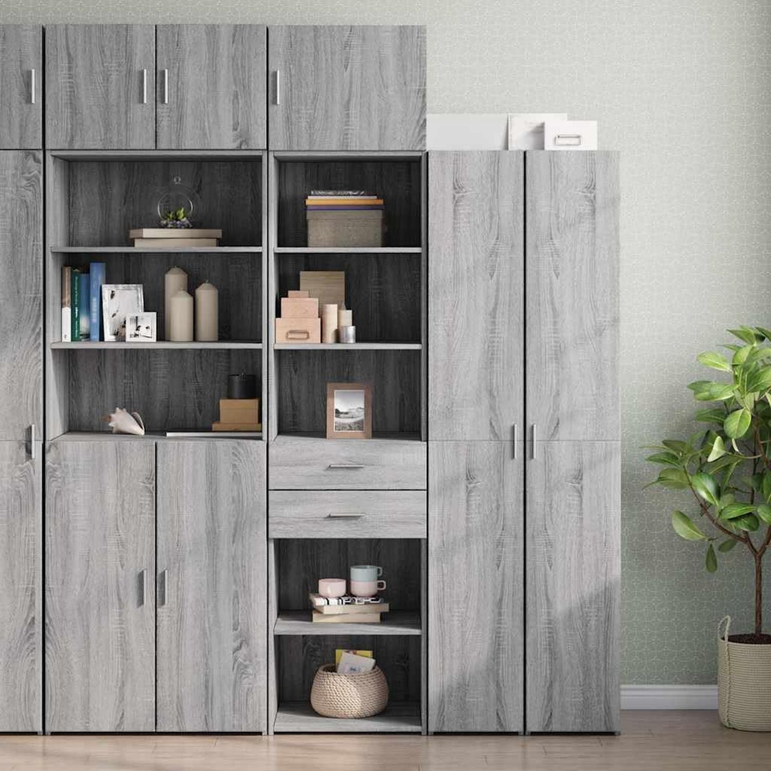 Mobile Casa Giardino portaoggetti sottile Sonoma cm Ingegnerizzato 50 x 42.5 x 225 grigio Legno