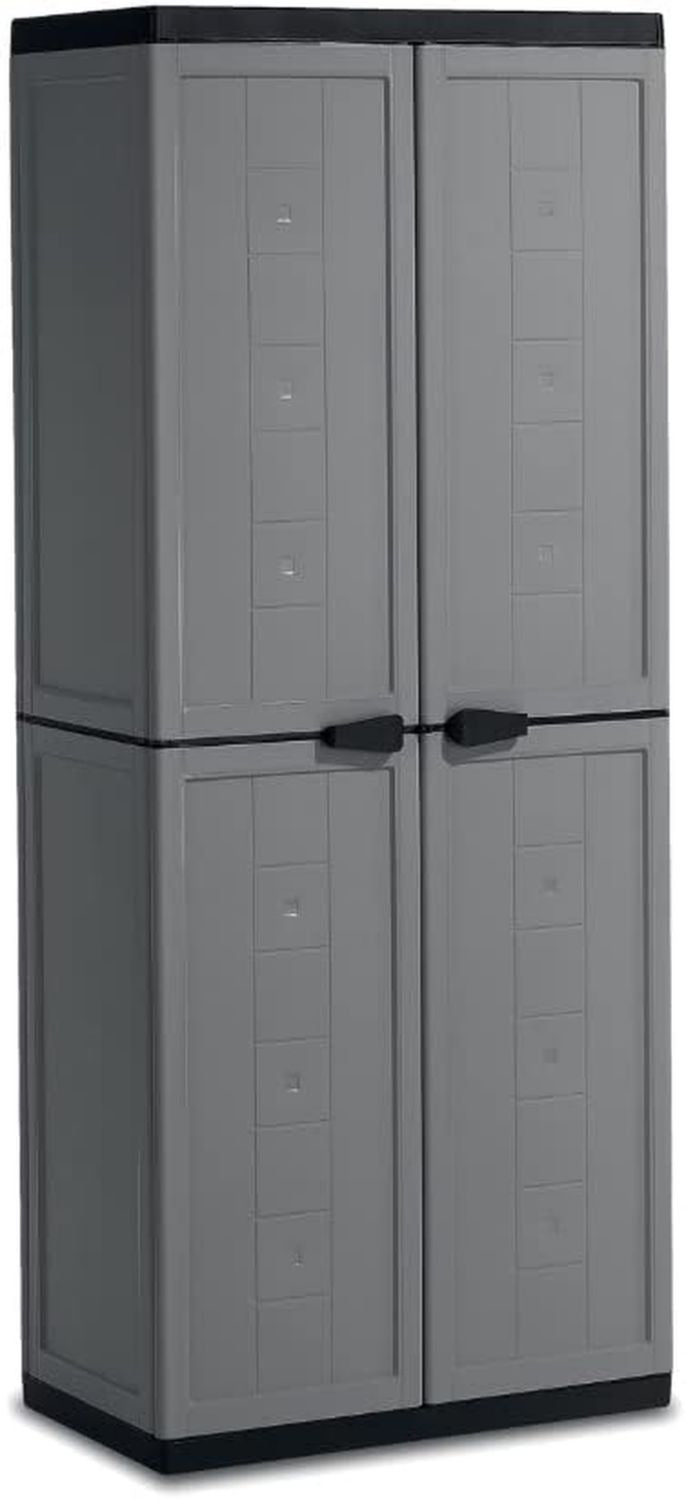 Armadio Keter Jolly Alto 3 Ripiani Regolabili cm 68 x 39 x 166H Grigio Nero