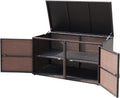Contenitore KOMFOTTEU Cassapanca da Esterno da 330L in Rattan Telaio in Acciaio Baule da Giardin Resistente ai Raggi UV Mobile Balcone Impermeabile a 2 Ripiani 115 x 60 x 65 Marrone per Cortile