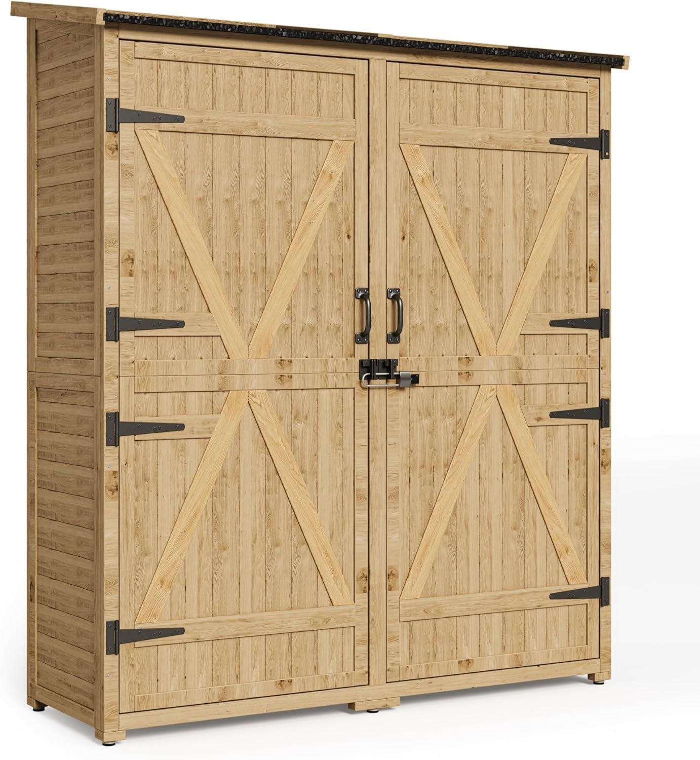 Casetta da Giardino Porta Attrezzi Porta Attrezzi da Esterno con 2 Porte con ripiani regolabili e piano inclinato 140 x 50 x 162CM