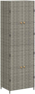 Armadio Alto in Plastica cm. con 2 Ante e Vano Portascopa Mobile Contenitore Multiuso Salvaspazio 79 x 43 x 164 per Organizzazione Casa Lavanderia e Ripostiglio Panna
