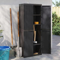 Armadietto da esterno in PP 65 37 165 cm resistente alle intemperie armadio da giardino con serratura verticale nero per patio cortile e organizzazione del