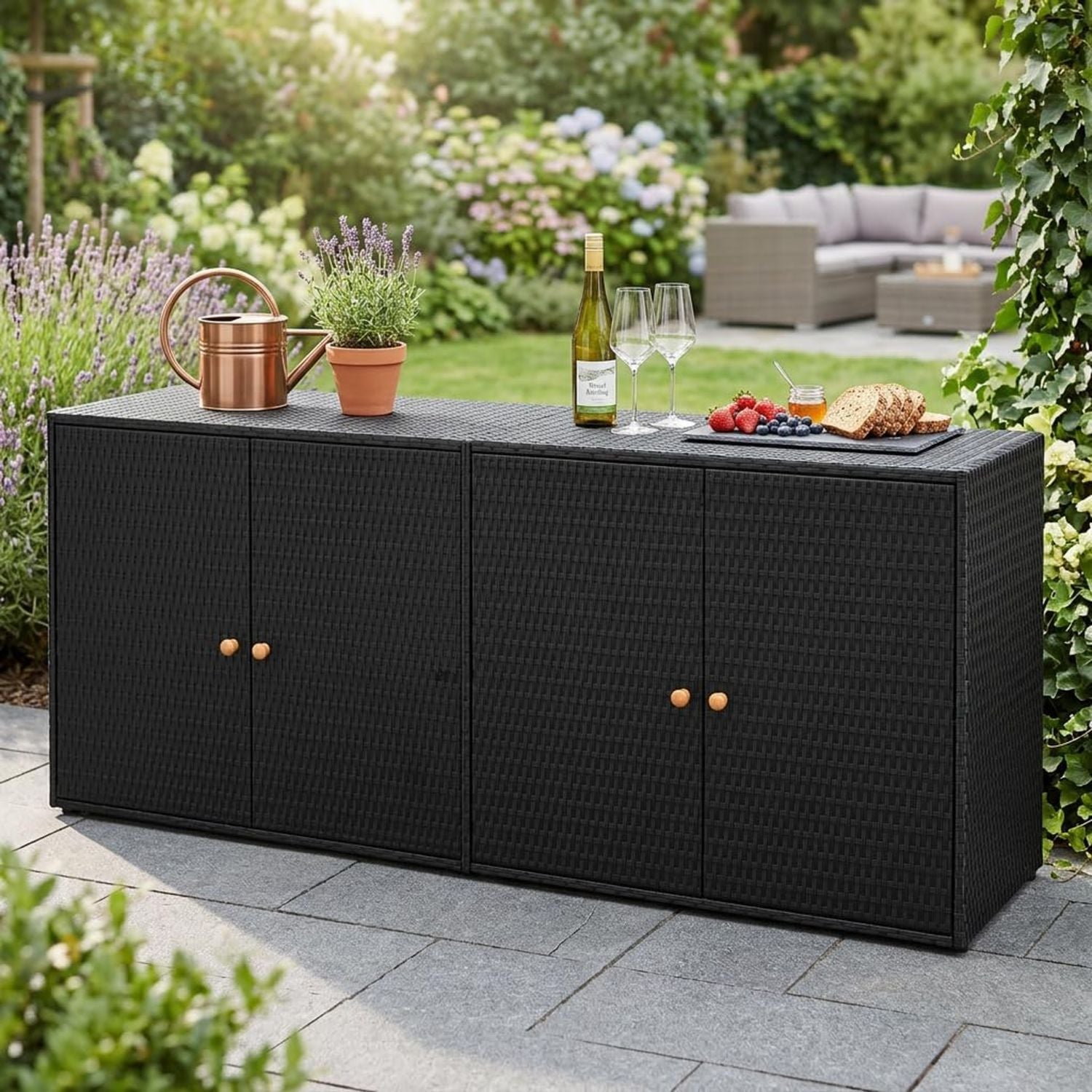 Armadietto ACAGALA da giardino in rattan sintetico 4 porte da balcone 198 55 5 80 cm x x colore