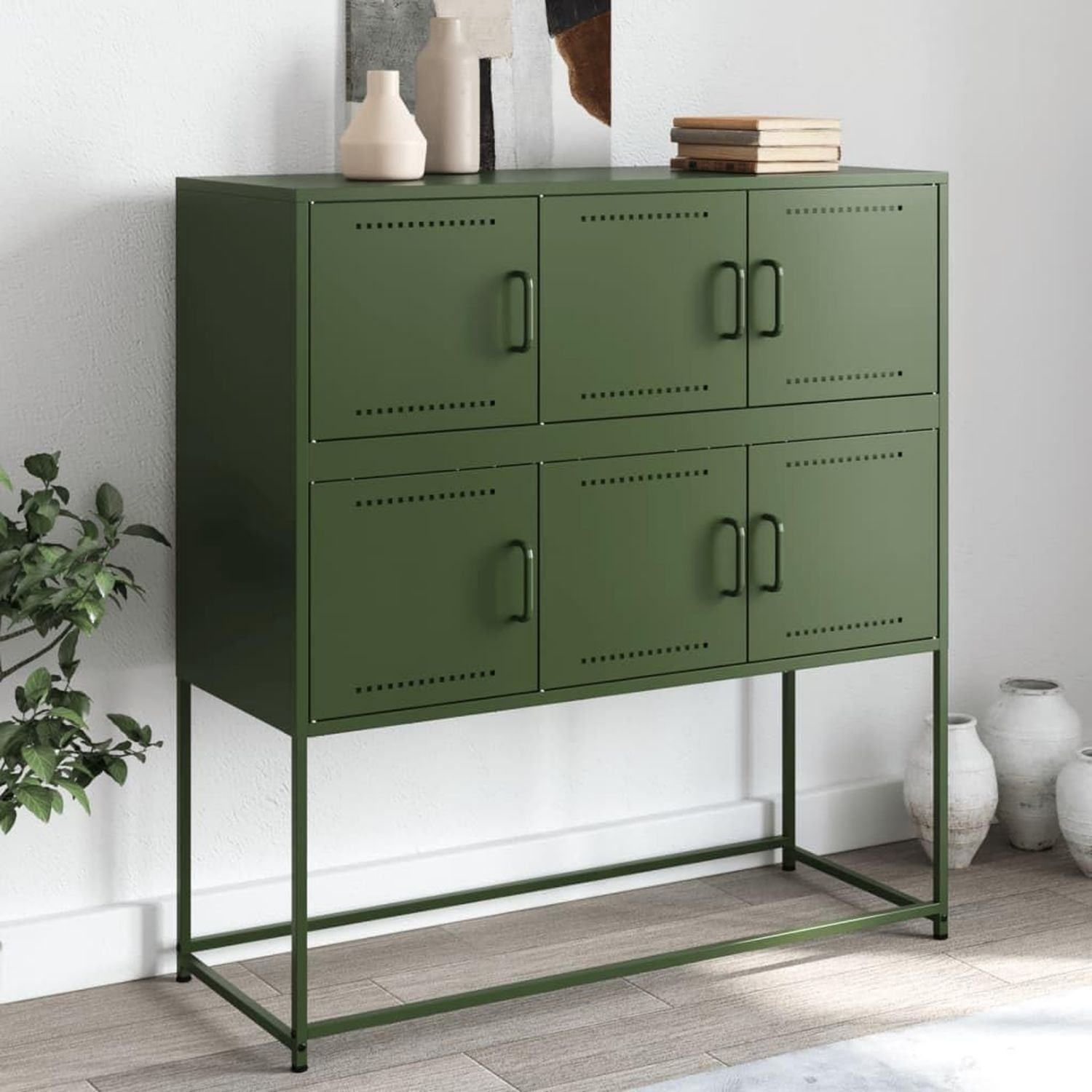 Credenza Home Giardino Verde Oliva cm Acciaio 100.5 x 39 x 107