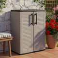 Armadio Dmora da esterno Bilzen Mobile outdoor balcone multiuso 100 Made in Italy e Finitura righe cm 68 x 37h84 Grigio