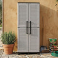 Armadio Dmora da esterno Veurne porta scope Mobile outdoor 2 ante 100 Made in Italy cm chiaro e Finitura righe 68 x 37h169 Grigio