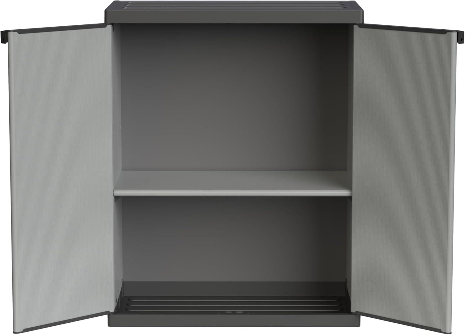 Armadietto Adventa in resina di PVC e PP 2 Ante 1 Ripiano Facile da Montare Modular System Resistente Adatto ad ambienti Interni ed Esterni 68L 40P 85H cm e x x Grigio